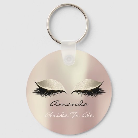 Porte-clés Mariée À Être Blush Ivory Girly Maquillage Lashes  (Recto)