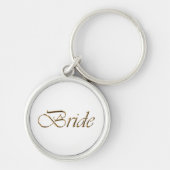 Porte-clés Mariée, écriture dorée élégante chic blanc (Devant)