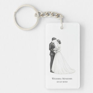 Porte-clés Mariée et marié face à face en art