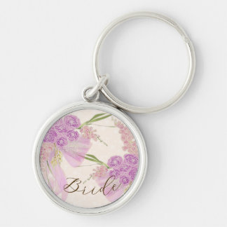 Porte-clés Mariée Orchidée Ombré Nœud et Bouquet-mariées