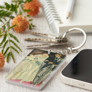 Porte-clés Mariés de mariage art déco vintage