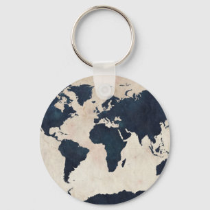 Porte-clés Marine affligée de carte du monde