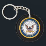 Porte-clés Marine américaine | Emblème de la marine<br><div class="desc">Montrez votre fierté et votre honneur à la marine américaine avec ce design classique avec l'emblème emblématique de la marine. Parfait pour célébrer le service,  le dévouement et la tradition,  ce design est idéal pour le personnel de la Marine,  les anciens combattants et les partisans.</div>