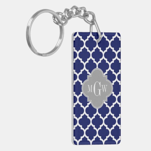 Porte-clés Marine Bleu Marocain #5 Gris 3 Monogramme initial (Devant gauche)