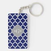 Porte-clés Marine Bleu Marocain #5 Gris 3 Monogramme initial (Dos)