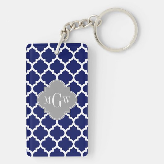 Porte-clés Marine Bleu Marocain #5 Gris 3 Monogramme initial (Dos)