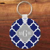 Porte-clés Marine Bleu Marocain #5 Gris 3 Monogramme initial (Recto)