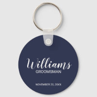 Marine bleu moderne Script Personnalisé Groomsman