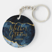 Porte-clés Marine Blue & Gold Foil Agate Mère de la chambre (Dos)