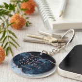 Porte-clés Marine Blue & Rose Gold Agate Mère de la chambre (Devant droit)