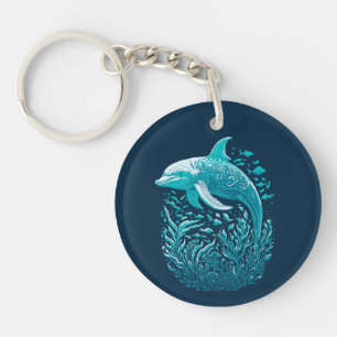 Porte-clés Marine Life Art   Design graphique dauphin