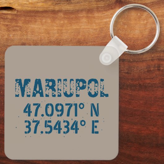 Porte-clés Marioupol Ukraine Latitude & Longitude Distressed (Verso)