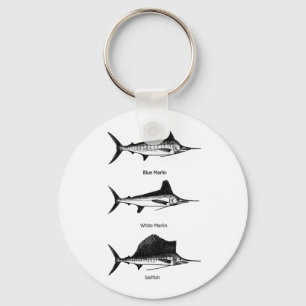 Porte-clés Marlin blanc - Marlin bleu - logo de pélerin