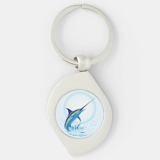Porte-clés Marlin Bleu Jaillissant de l'Océan (Devant)