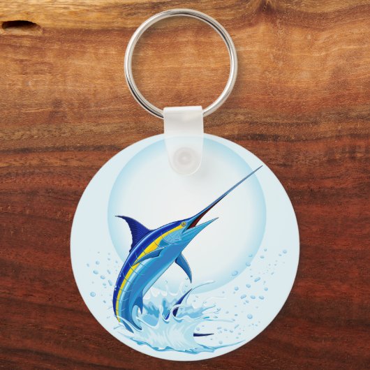 Porte-clés Marlin Bleu Jaillissant de l'Océan (Recto)