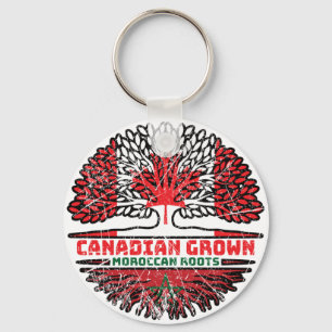 Porte-clés Maroc Marocain Canadien Drapeau des racines de l'a
