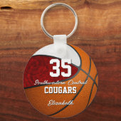 Porte-clés maroon de basket-ball blanc couleurs de l'équipe d (Verso)