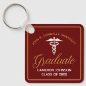 Porte-clés Maroon Gold Médicale School Graduation Keepsaké (Recto)
