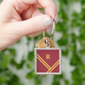 Porte-clés Maroon Gold Stripes Trending Colors Monogramme (main)