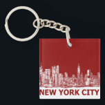Porte-clés Maroon rouge de New York<br><div class="desc">Ce sont des dessins à l'encre réalisés par Lee-Ann Adendorff dans le stylo et l'encre. Je peux dessiner n'importe quel bâtiment ou intérieur qui a une signification spéciale pour vous et télécharger ici. Qu'il s'agisse d'un point de repère important, d'une maison familiale ou d'un lieu mariage, ces produits peuvent faire...</div>