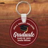 Porte-clés Maroon White Graduation Custom 2025 Graduate (Recto)