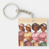 Porte-clés Marqueuse de balle de golf des femmes noires (Devant)