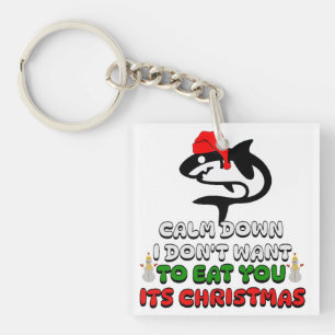 Porte-clés marrant requin de noël mignon
