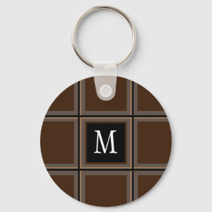 Porte-clés Marron chocolat noir personnalisé avec une initial