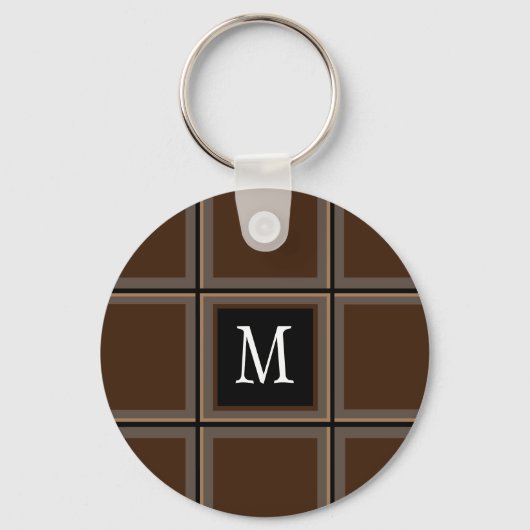 Porte-clés Marron chocolat noir personnalisé avec une initial (Recto)