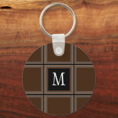 Porte-clés Marron chocolat noir personnalisé avec une initial (Recto)