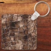 Porte-clés Marron Chocolat Or Rayures Ondulées (Verso)