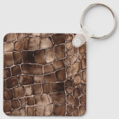 Porte-clés Marron Chocolat Or Rayures Ondulées (Dos)