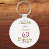 Porte-clés Marron doré shhhh 60e anniversaire nom simple gras (Recto)