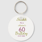 Porte-clés Marron doré shhhh 60e anniversaire nom simple gras (Verso)