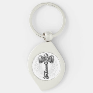 Porte-clés Marteau de Thor Mjolnir noir et blanc