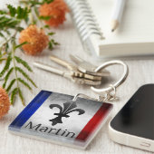 Porte-clés Martin Nom avec drapeau français (Devant Droit)