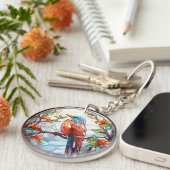 Porte-clés Martin-pêcheur en verre doux (Devant droit)