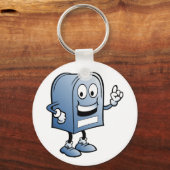 Porte-clés Mascotte de boîte aux lettres joyeux bleu caractèr (Recto)
