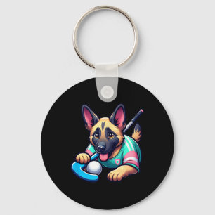 Porte-clés Mascotte de chiot de hockey sur gazon Berger allem