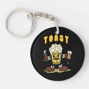 Porte-clés Mascotte de toast à la bière