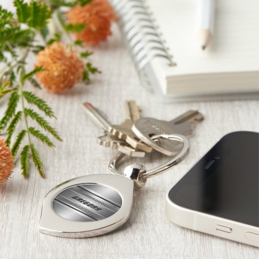 Porte-clés Masculine Faux Argent Stripes Motif (Côté )