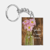 Porte-clés Mason Jar et Pink Daisy Country Barn Mariage (Devant gauche)