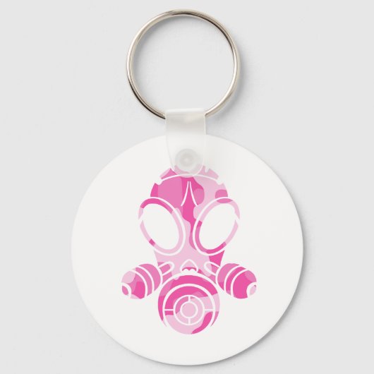 Porte-clés masque à gaz camo rose (Recto)