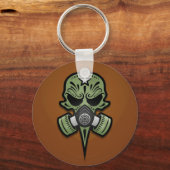 Porte-clés Masque à gaz, crâne à sucre, vert (Recto)