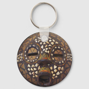 Porte-clés Masque africain avec coquillages