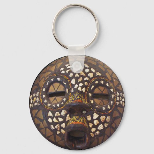 Porte-clés Masque africain avec coquillages (Recto)