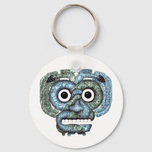 Porte-clés Masque aztèque de Tlaloc de mosaïque