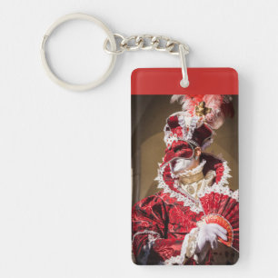 Porte-clés Masque de carnaval rouge en Venise, Italie