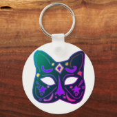 Porte-clés Masque de chat vénitien vert design (Recto)