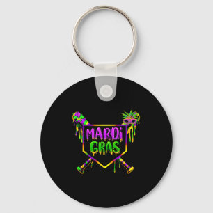 Porte-clés Masque de fête de Carnaval Mardi Gras Baseball Gla